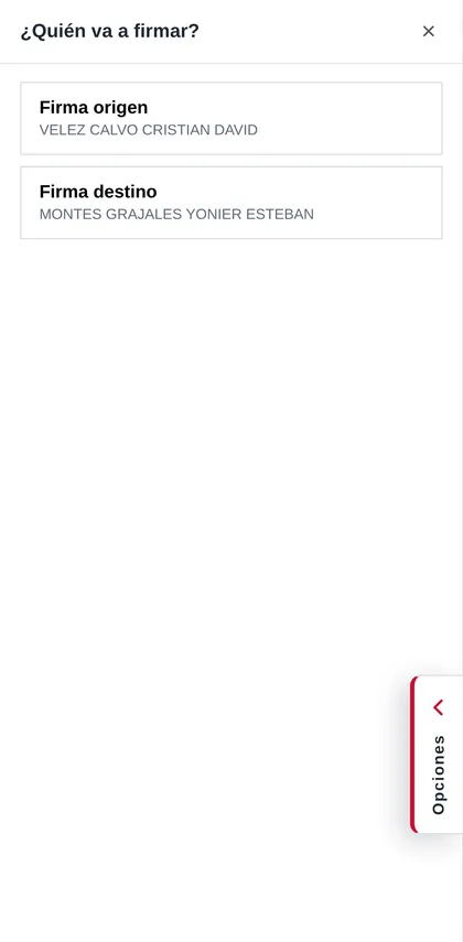 Al pulsar Firmar se elige quién firma.